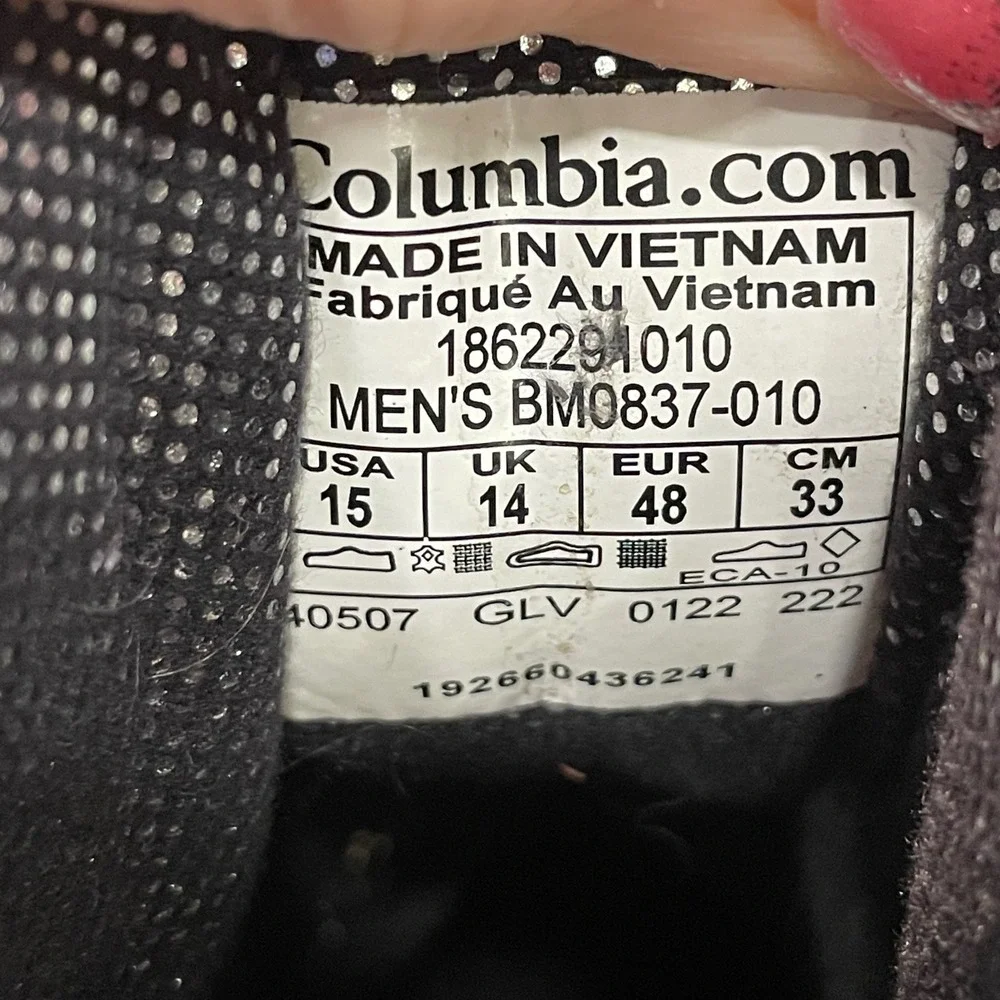 Columbia Gunnison II Omni Heat Mens 15 Waterproof Winter Boots Black 200g